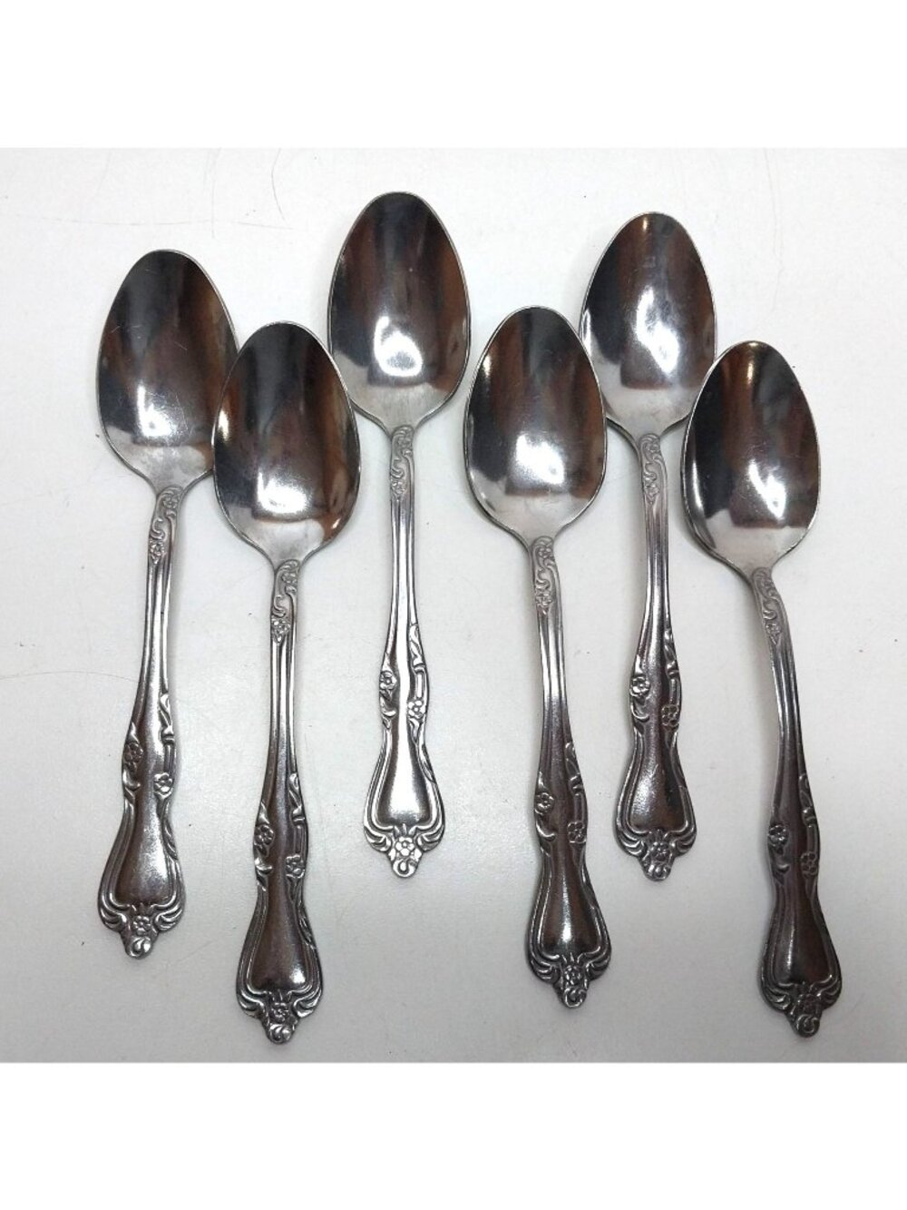 Oneida Azalea Set Of 6 Vintage Teaspoons Stainless Steel Floral 6.25"